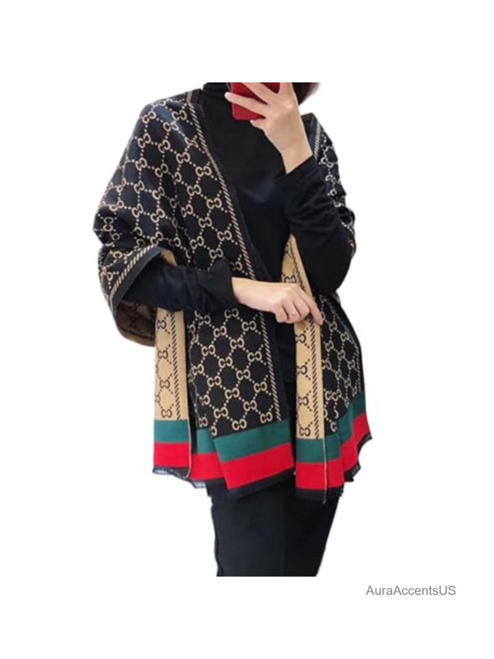 Women's Oversized Plaid Pashmina Shawl Wrap Soft Cashmere Feel Winter Scarf